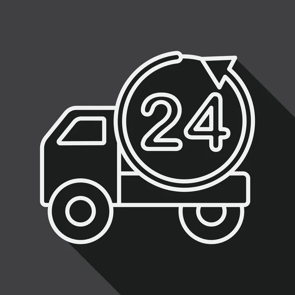 24 hours shopping freight transport flat icon with long shadow,e, line icon — Stockvector