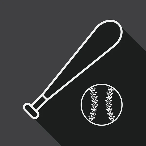 Baseball flache Ikone mit langem Schatten, Liniensymbol — Stockvektor