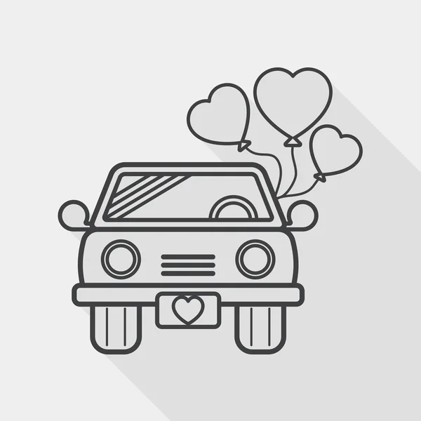 Wedding car flat icon with long shadow, eps10, line icon — Stok Vektör