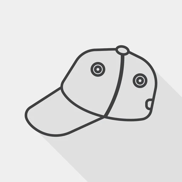 Cappello da baseball icona piatta con lunga ombra, icona linea — Vettoriale Stock