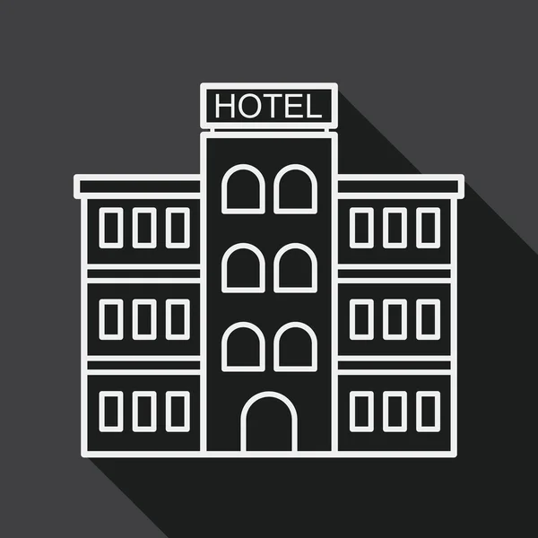 Hotel flat icon with long shadow, line icon — 스톡 벡터