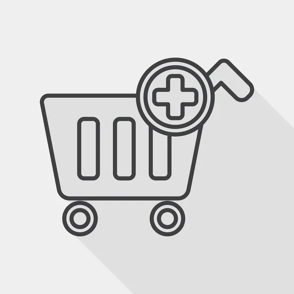 Shopping cart flat icon with long shadow, line icon — Stock Vector