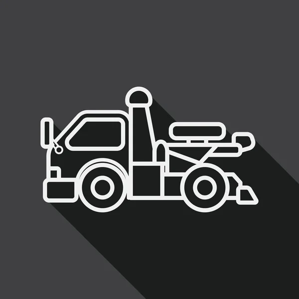 Trasporti camion icona piatta con lunga ombra, icona della linea — Vettoriale Stock
