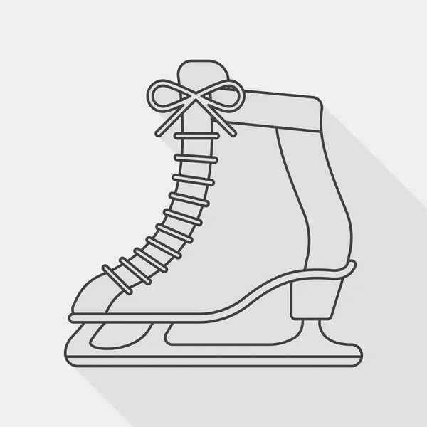 Ícone de patinação no gelo plana com sombra longa, ícone de linha — Vetor de Stock