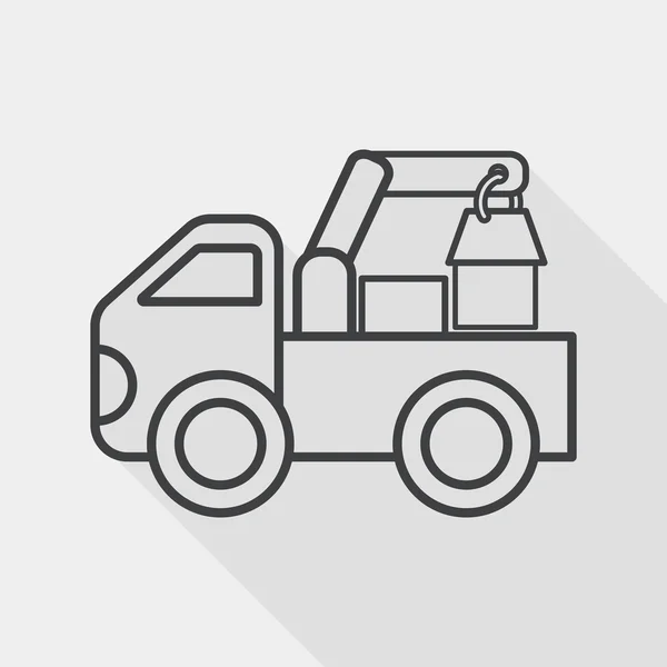 Camion icona piatta con lunga ombra, icona della linea — Vettoriale Stock