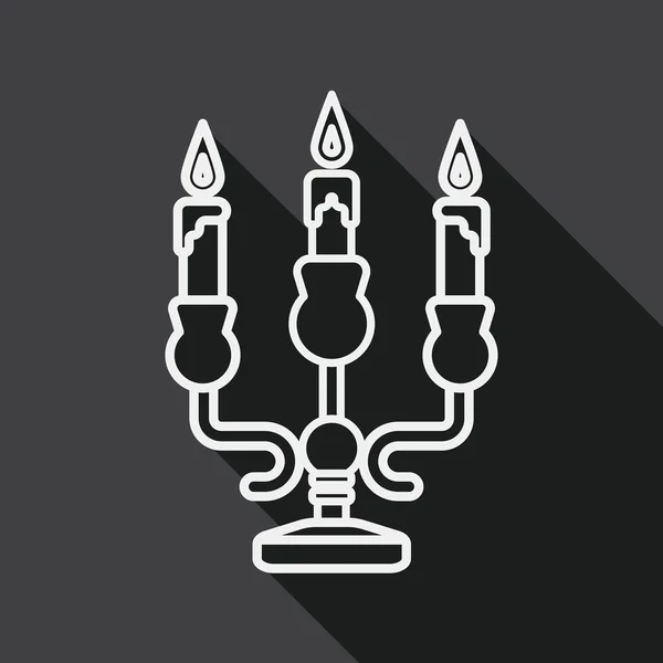 Christmas candle flat icon with long shadow, line icon — Stockvector