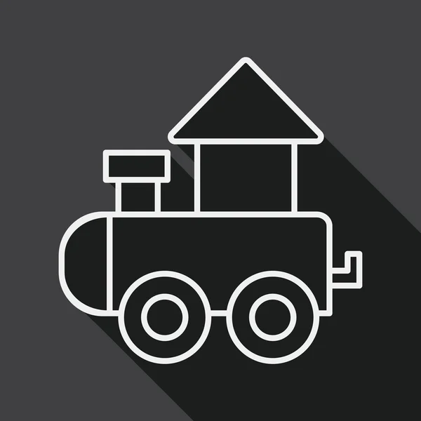 Train toy flat icon with long shadow, EPS 10, line icon — стоковый вектор