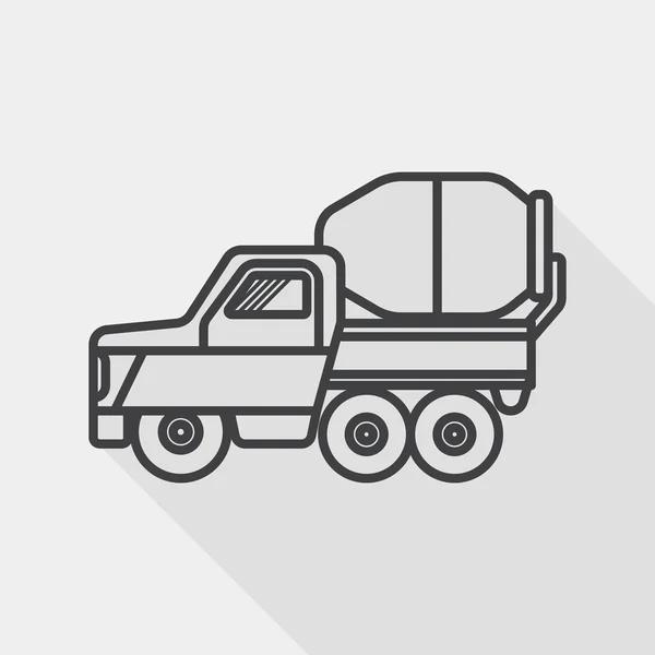 Transport-LKW flache Ikone mit langem Schatten, Linie-Ikone — Stockvektor