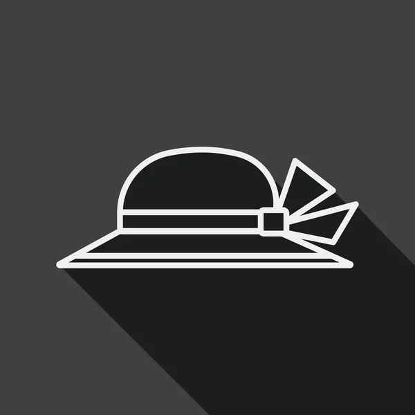 Cappello donna icona piatta con lunga ombra, icona linea — Vettoriale Stock
