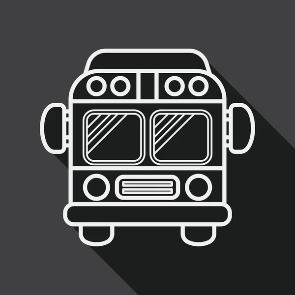 Transportation bus flat icon with long shadow, line icon — Stok Vektör