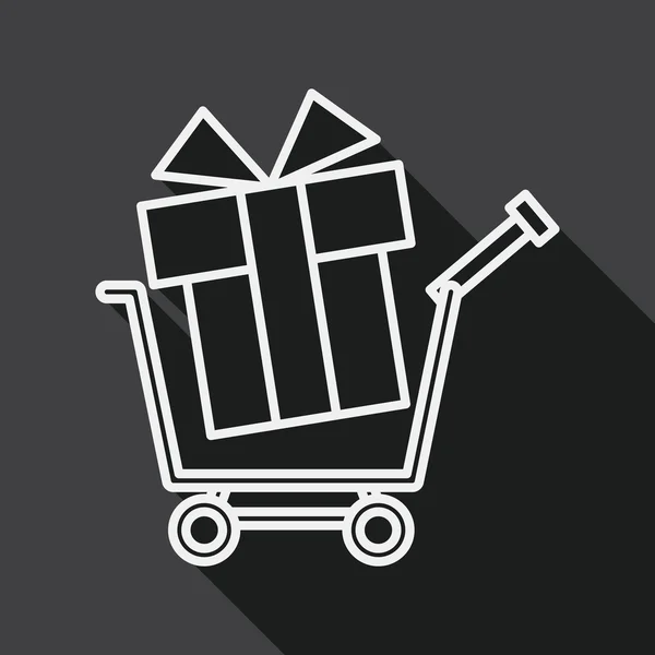 Carrito de compras icono plano con sombra larga, icono de línea — Archivo Imágenes Vectoriales