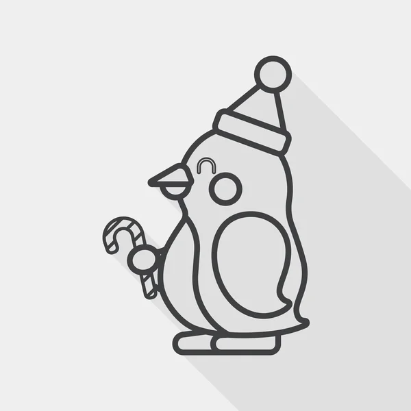Penguin flat icon with long shadow, line icon — ストックベクタ