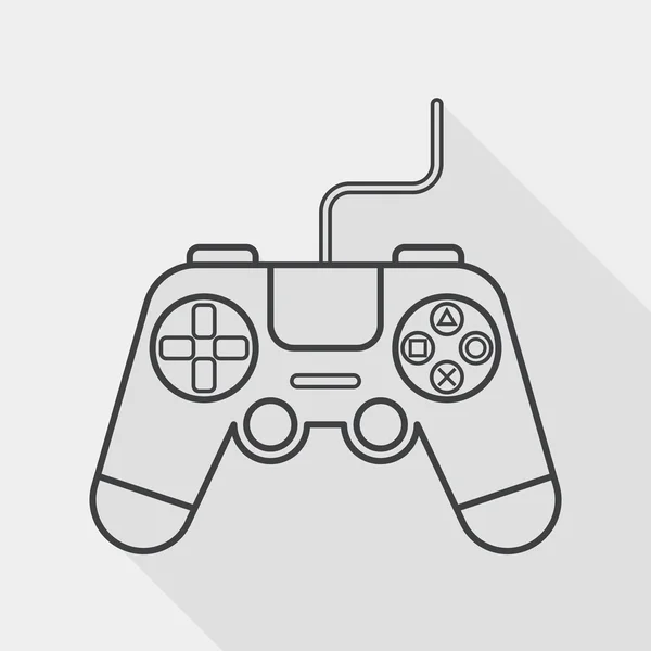 Joystick icono plano con sombra larga, icono de línea — Vector de stock