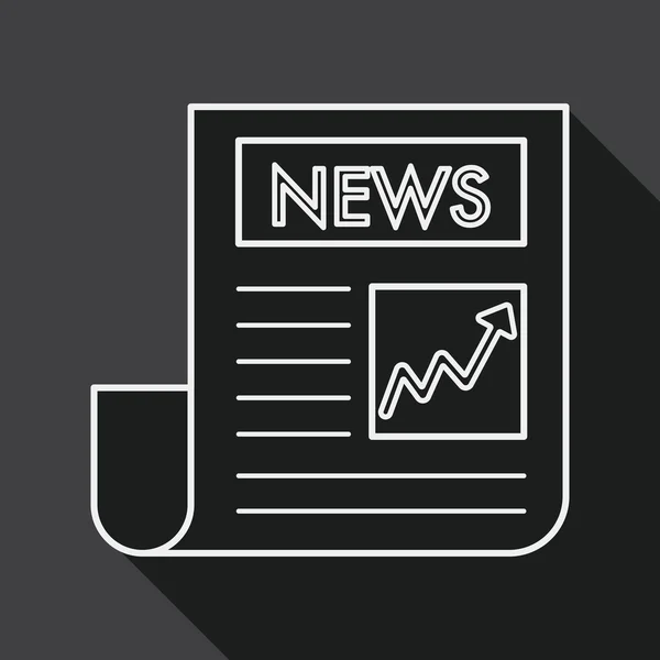 Ícone de notícias financeiras plana com sombra longa, ícone de linha — Vetor de Stock