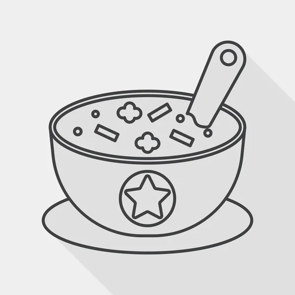 Sopa icono plano con sombra larga, icono de línea — Vector de stock