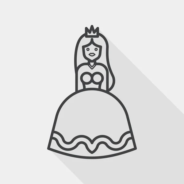 Princesa icono plano con sombra larga, icono de línea — Archivo Imágenes Vectoriales