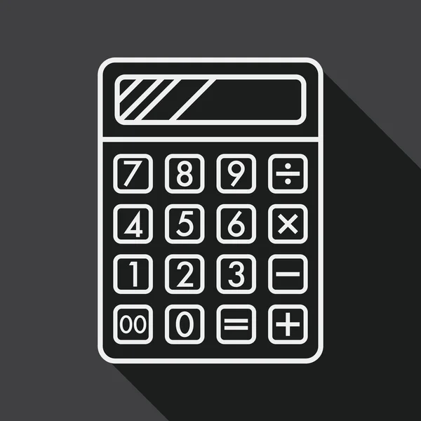 Platte calculatorpictogram met lange schaduw, lijn pictogram — Stockvector