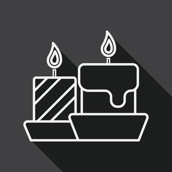 Bougie de Noël icône plate avec ombre longue, icône de ligne — Image vectorielle