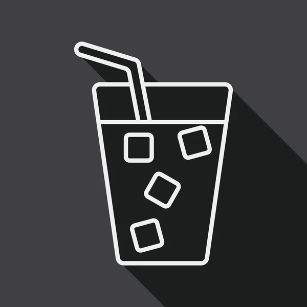 Frisdrank drinken platte pictogram met lange schaduw, lijn pictogram — Stockvector