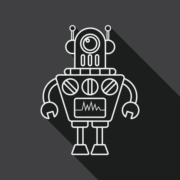 Robot icône plate avec ombre longue, icône de ligne — Image vectorielle