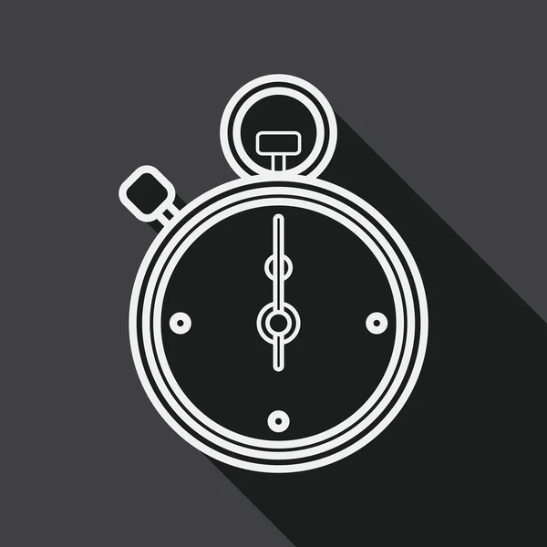 Icona piatta del cronometro con lunga ombra, icona della linea — Vettoriale Stock