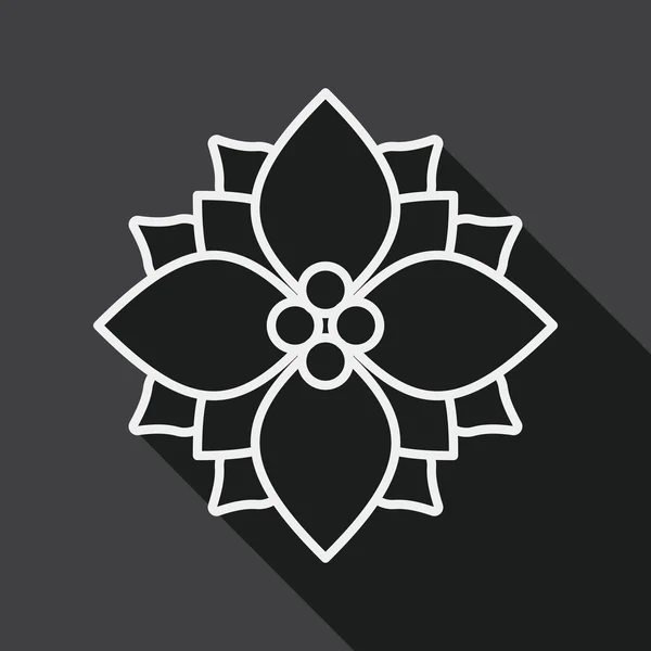 Poinsettia flat icon with long shadow, eps10, line icon — 스톡 벡터