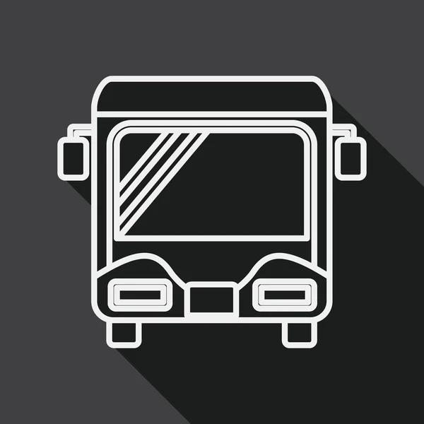 Транспорт Bus flat icon with long shadow, line icon — стоковый вектор