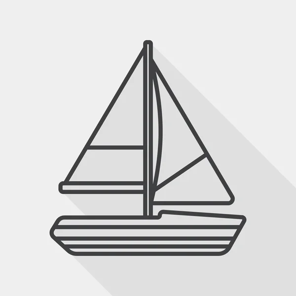 Transportation sailboat flat icon with long shadow, line icon — Stok Vektör