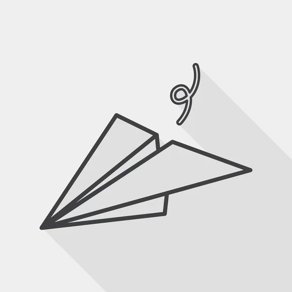 Paper airplane flat icon with long shadow, line icon — Stockový vektor