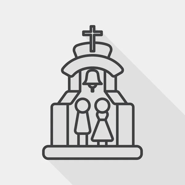 Cerimonia nuziale in chruch icona piatta con lunga ombra, icona di linea — Vettoriale Stock