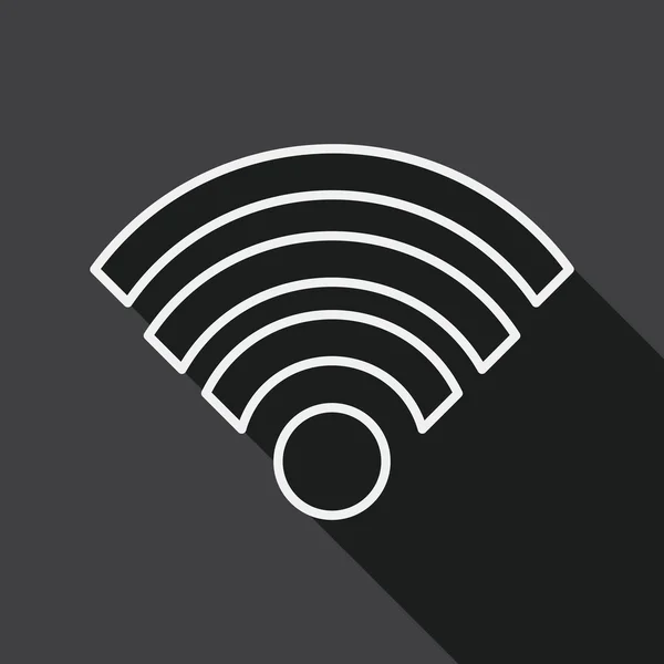 Icono inalámbrico wifi plano con sombra larga, icono de línea — Vector de stock