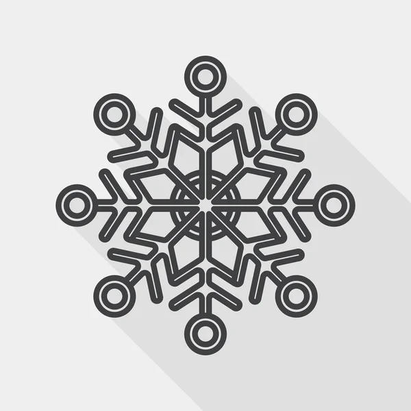 Copo de nieve icono plano con sombra larga, icono de línea — Vector de stock