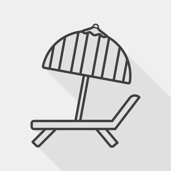 Lounger Beach Sunbed Chair icono plano con sombra larga, icono de línea — Archivo Imágenes Vectoriales