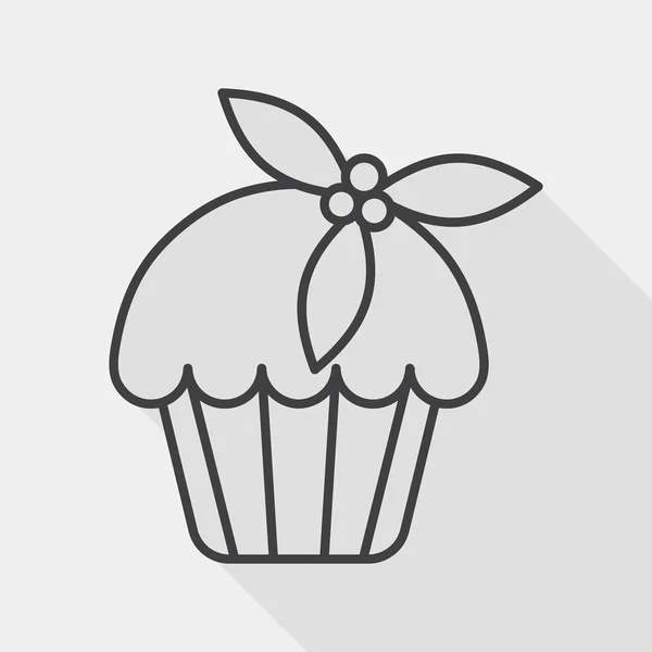 Ícone de bolo de Natal plana com sombra longa, ícone de linha — Vetor de Stock
