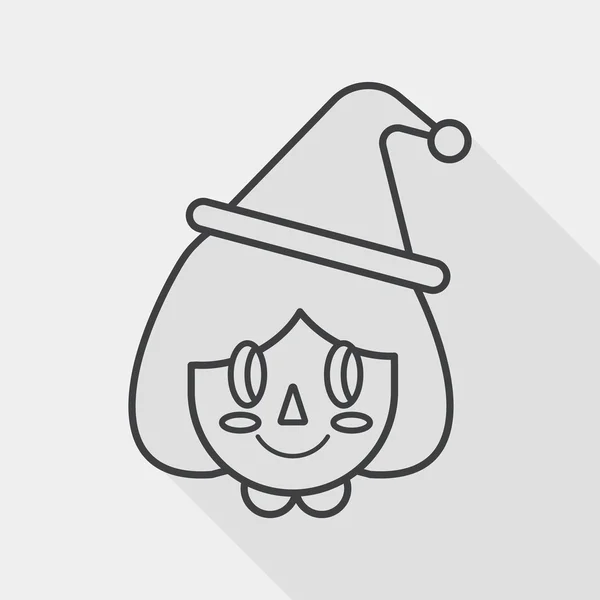 Christmas girl flat icon with long shadow, line icon — Stockvector