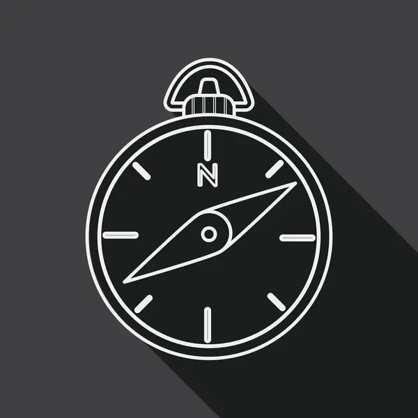 Compass flat icon with long shadow, line icon — ストックベクタ