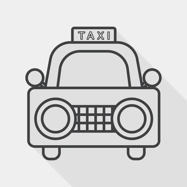Taxi-Flach-Symbol mit langem Schatten, Linien-Symbol — Stockvektor