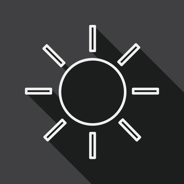 Icône plate soleil avec ombre longue, icône de ligne — Image vectorielle