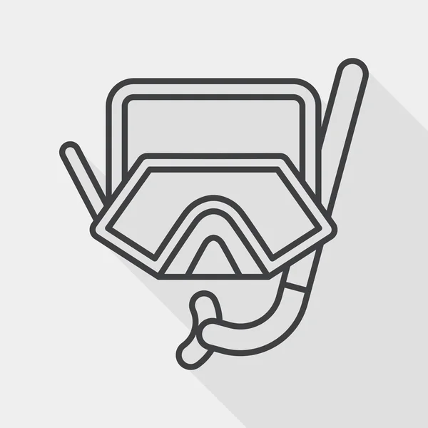 Mask and snorkel flat icon with long shadow, line icon — Stockový vektor