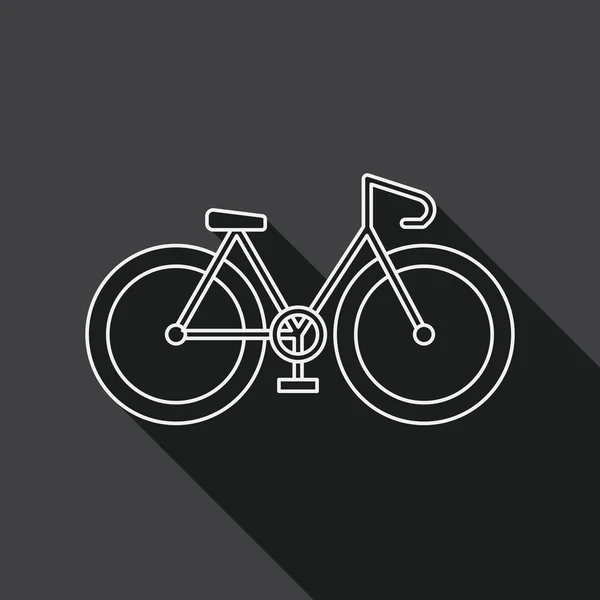 Fiets plat pictogram met lange schaduw, lijn pictogram — Stockvector