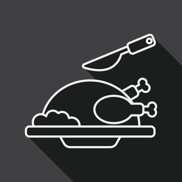 Grill chicken flat icon with long shadow, line icon — Stock vektor