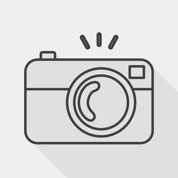 Camera flat icon with long shadow, line icon — Stock Vector