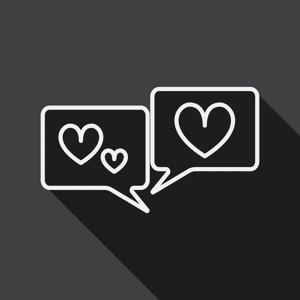 Valentine's Day love message phone flat icon with long shadow,ep, line icon — Stockvector