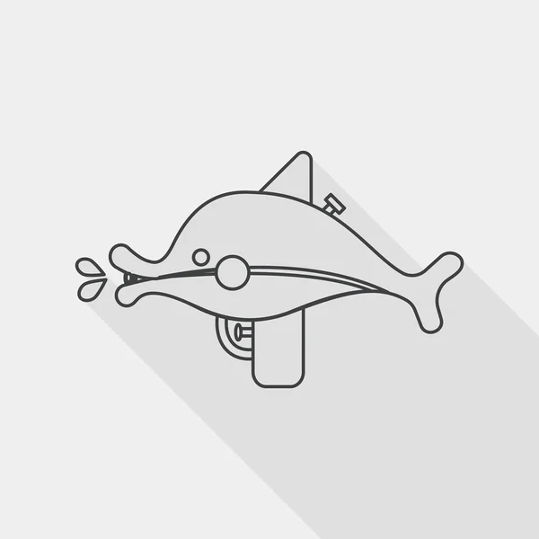 Water Gun flat icon with long shadow, line icon — 스톡 벡터