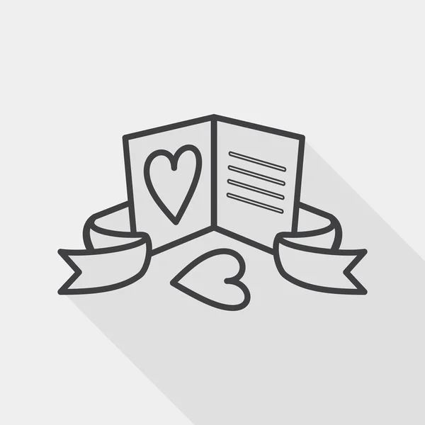 San Valentín carta de amor icono plano con sombra larga, icono de línea — Vector de stock
