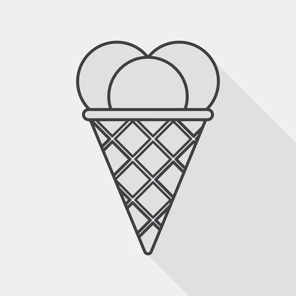 Crème glacée icône plate avec ombre longue, icône de ligne — Image vectorielle