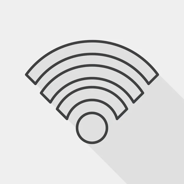 Icono inalámbrico wifi plano con sombra larga, icono de línea — Vector de stock