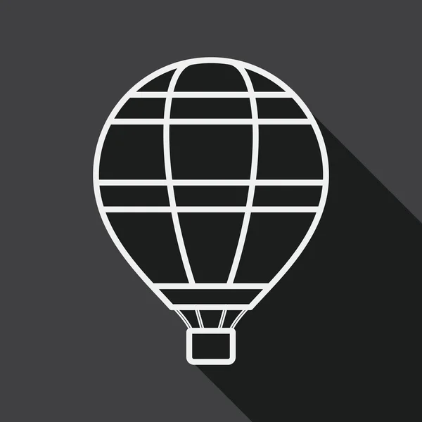 Transportation hot air ballon flat icon with long shadow, line icon