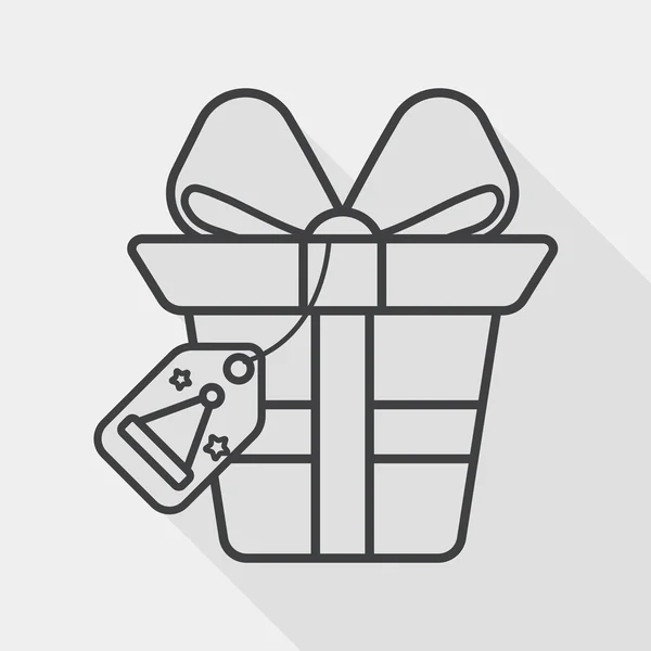 Icono plano de regalo de Navidad con sombra larga, icono de línea — Vector de stock