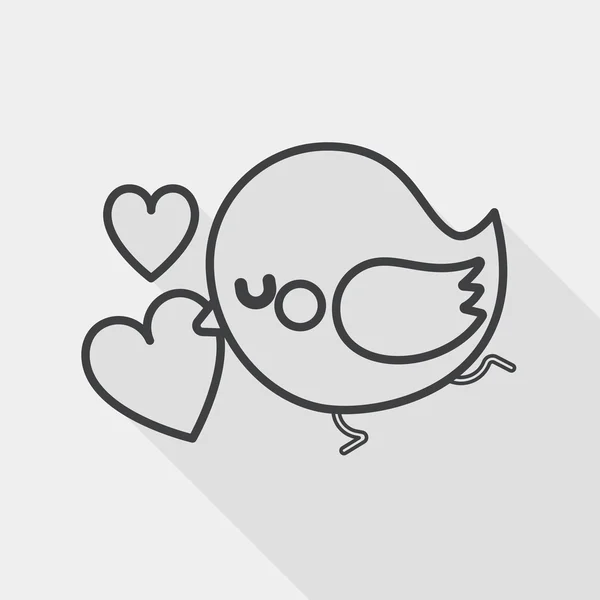 Valentine's Day lover bird flat icon with long shadow, line icon — ストックベクタ